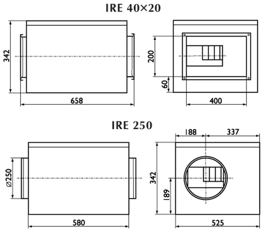Вентиляторы в изолированном корпусе серии IRE 40x20 / 250
