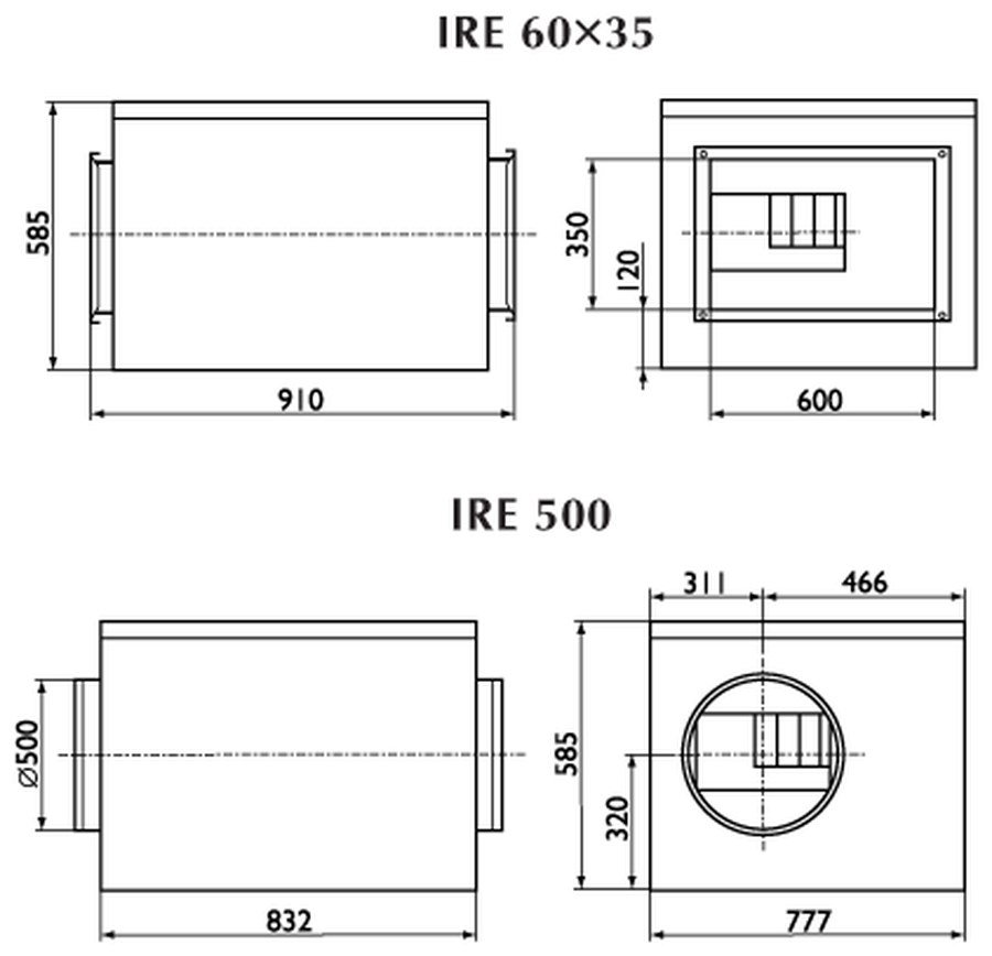 Вентиляторы в изолированном корпусе серии IRE 60x35 / 500