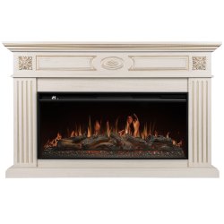 Каминокомплект: Очаг Royal Thermo Aurora RTFP/P-AR40LS, портал Siena 42/40/36, сл. кость с зол. пати