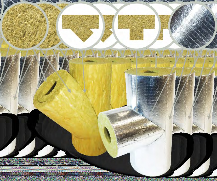Тройники теплоизоляционные PIPEWOOL 120 Alu, кашированные алюминиевой фольгой, Ø21–1020 мм